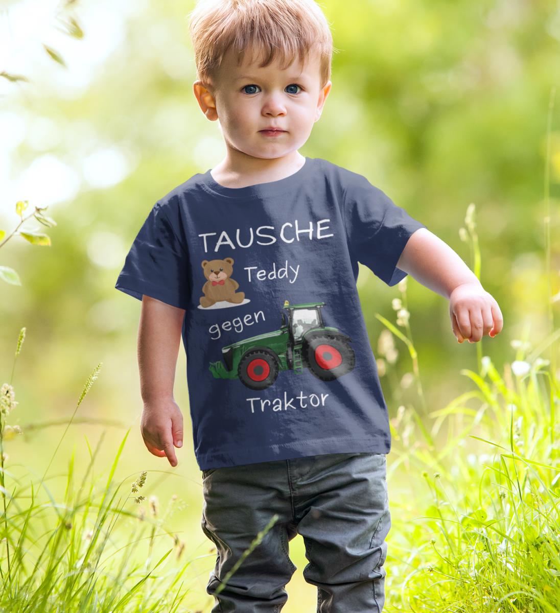 Tausche Teddy gegen Traktor  - Kinder Organic T-Shirt